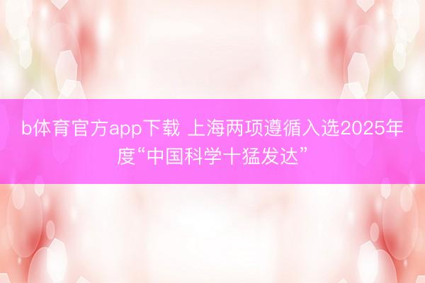 b体育官方app下载 上海两项遵循入选2025年度“中国科学十猛发达”