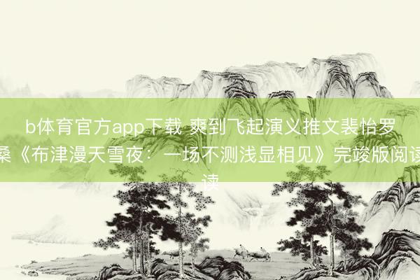 b体育官方app下载 爽到飞起演义推文裴怡罗桑《布津漫天雪夜：一场不测浅显相见》完竣版阅读